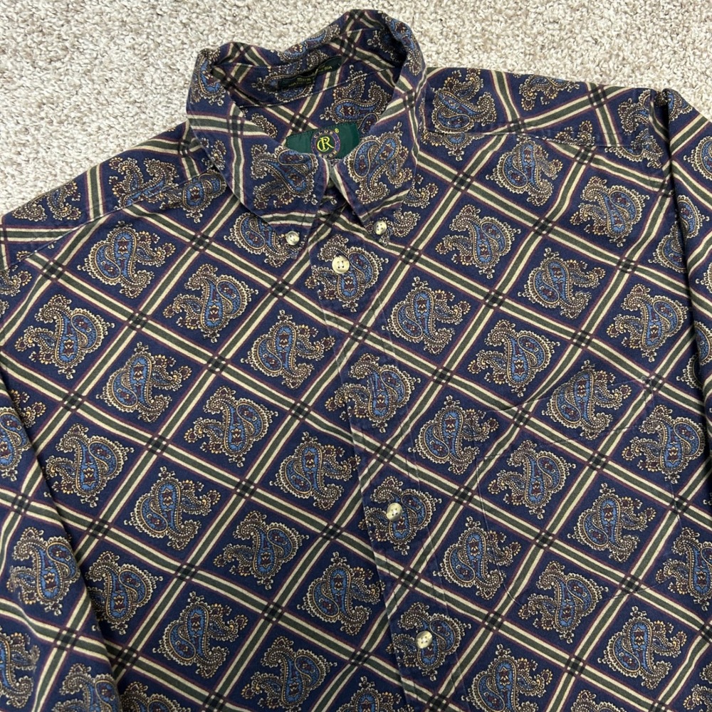 Vintage Club Room Button Down Shirt Men Size Small‎ Paisley Geometric 90s